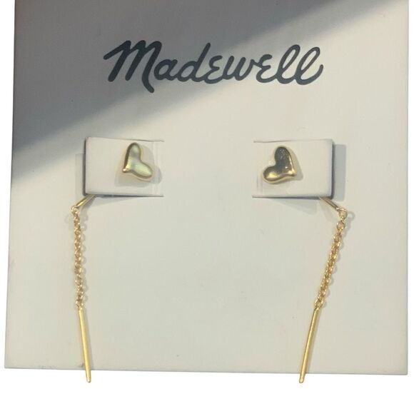 Madewell Vintage Gold Plated Brass Threader Heart Earrings - Picture 3 of 3
